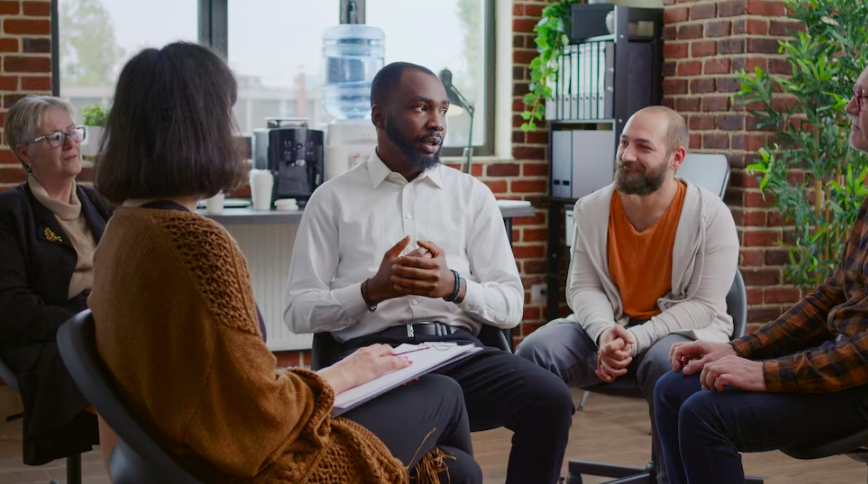 team of people having a meeting