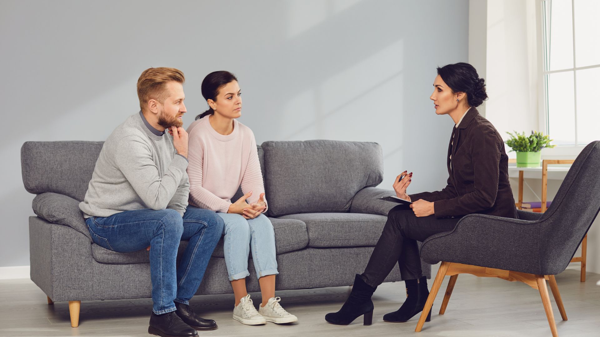 couple sat in therapy session